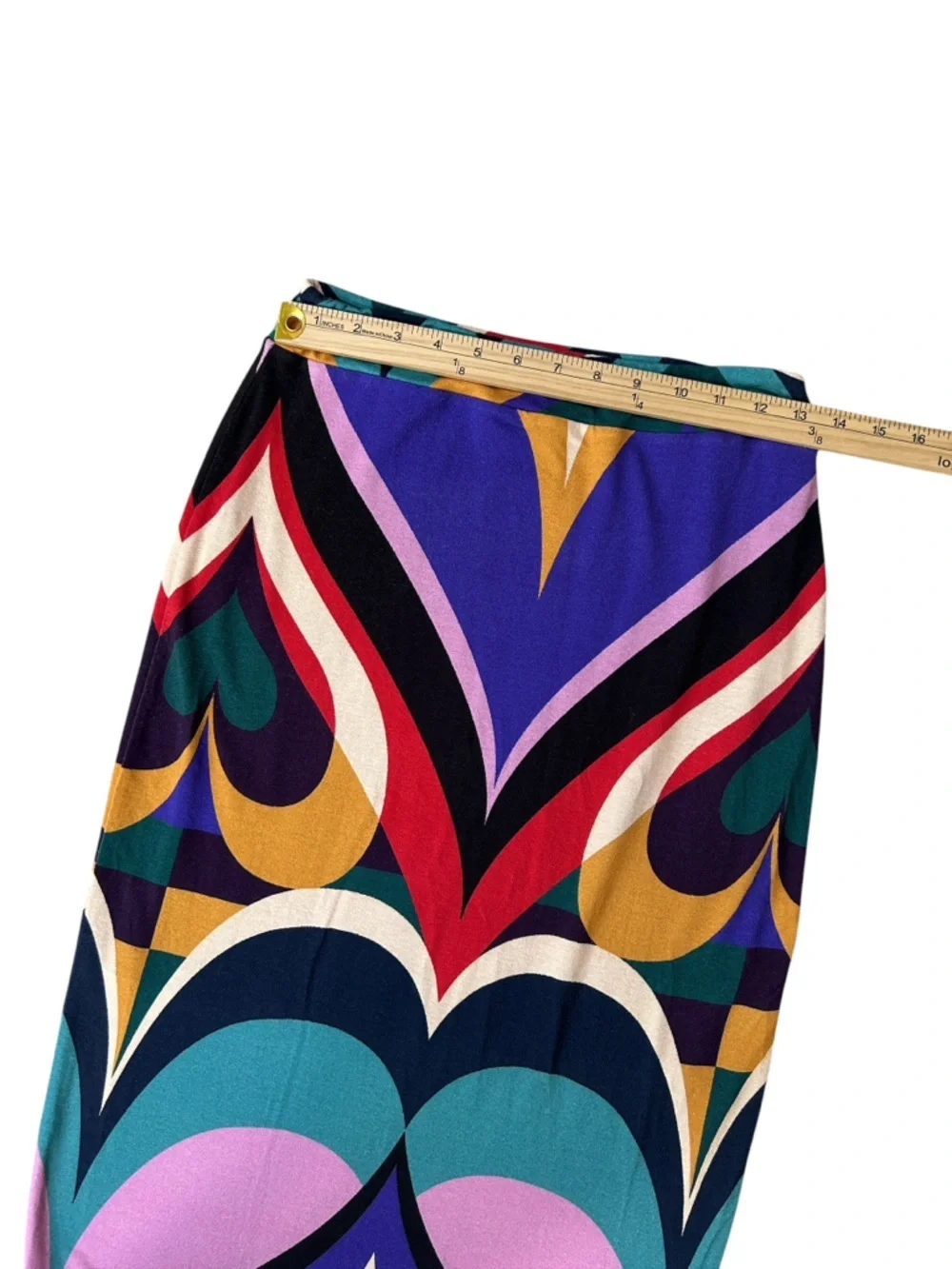 FARM Rio Kaliya Midi Skirt Bold Geometric Retro Mod Print Colorblock Boho XS